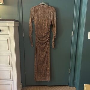 Zara Long Sleeve Brown Snake Patterned Dress